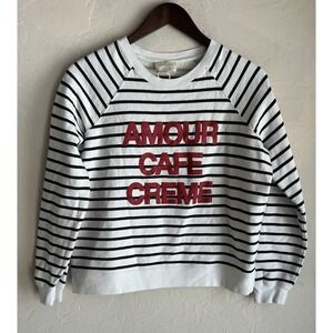 Sezane Striped Sweatshirt with Red Lettering
